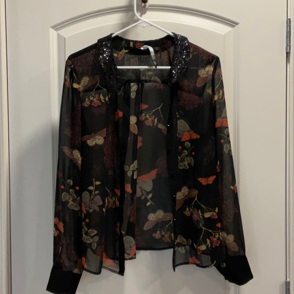 Kensie crepe print top, large size